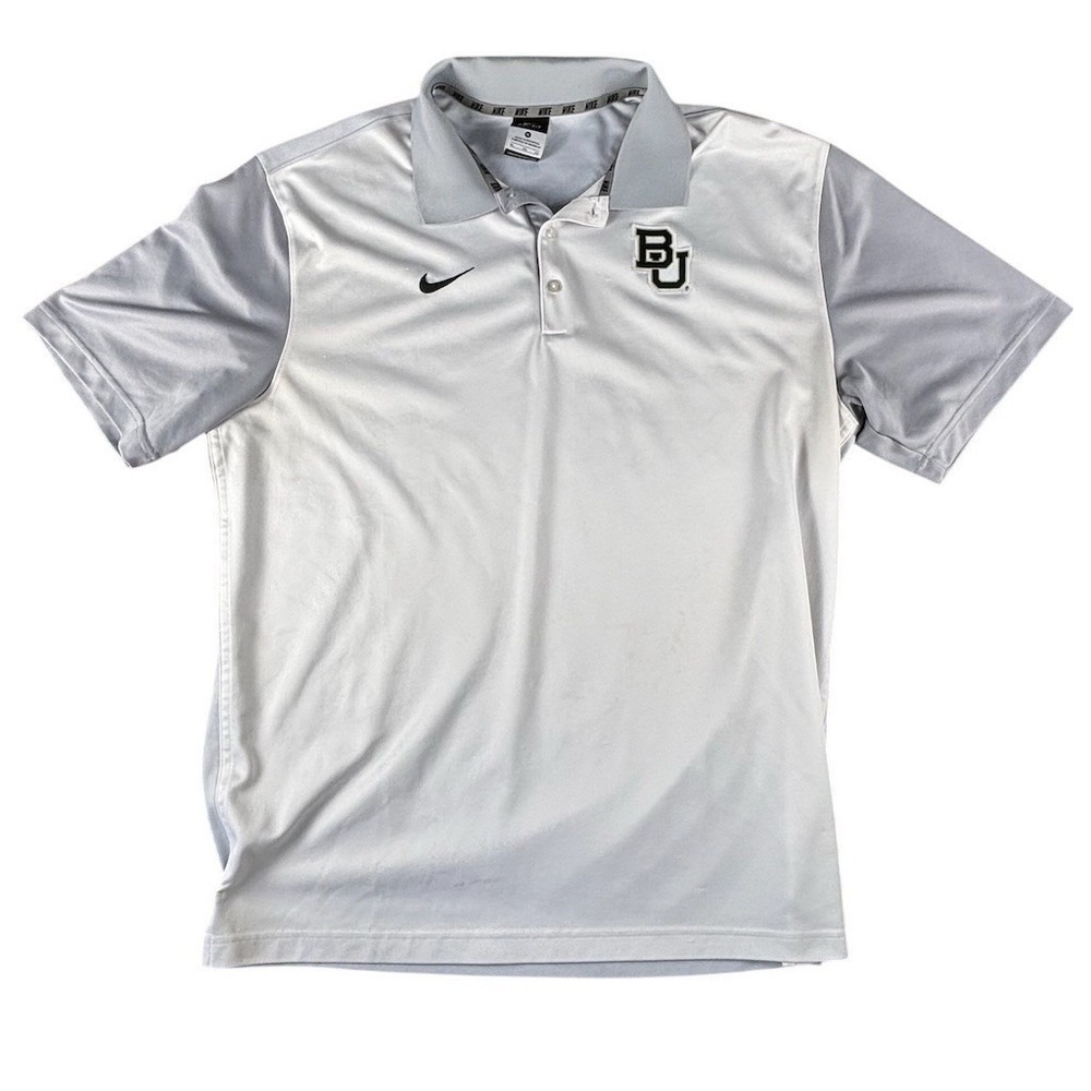 Nike Baylor Bears Polo Shirt Mens XL Gray Dri-FIT Embroidered Golf Short